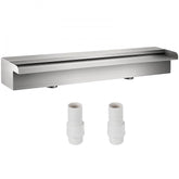 Pool Fountain Stainless Steel Pool Waterfall 23.6\" x 4.5\" x 3.1\"(W x D x H) Waterfall Spillway with Pipe Connector Rectangular Garden Outdoor, Silver